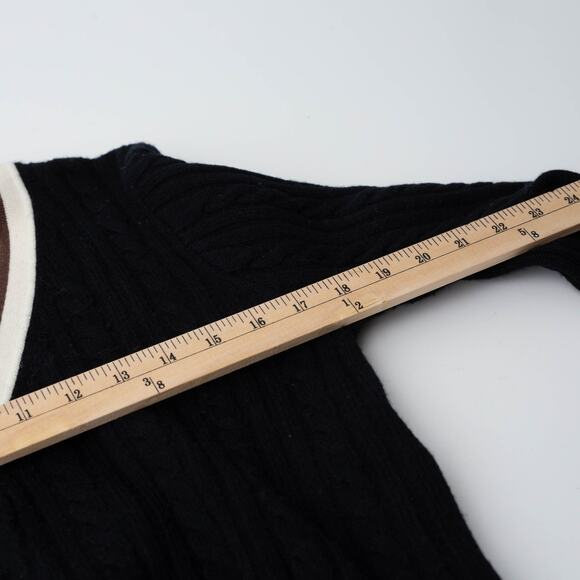 Sandro Alizia Navy V-Neck Black Knit Wool Sweater - Picture 8 of 10